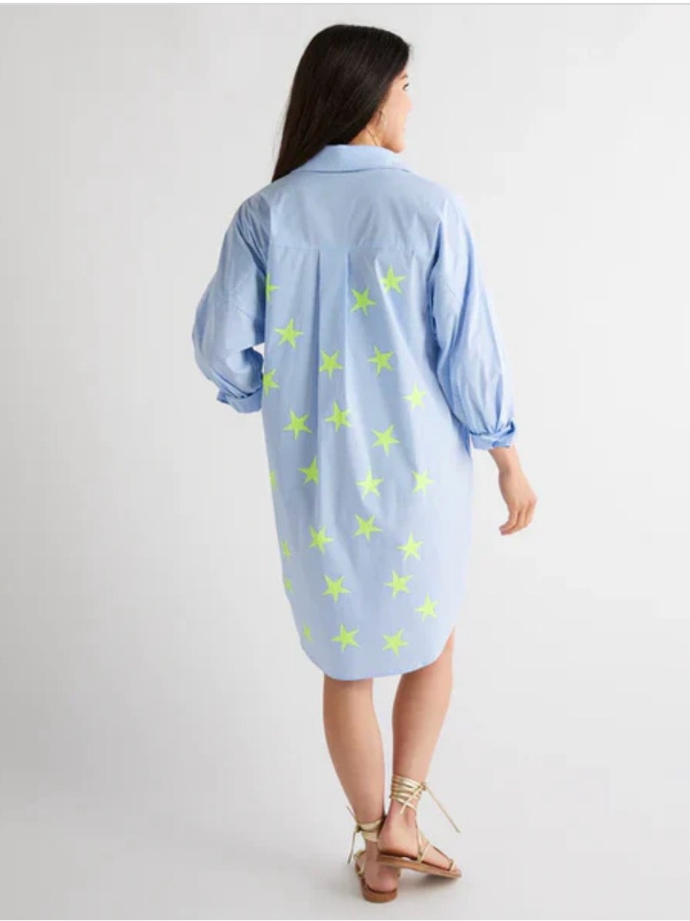 NEW Caryn Lawn Preppy Dress Star Back Blue Stripe One-Size